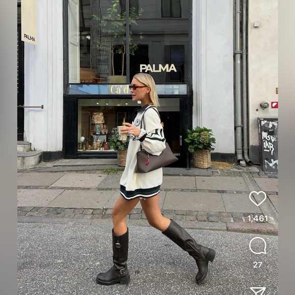 Zara boots cowboy coastal faux leather Brown Knee-High Boots - Picture 3 of 10